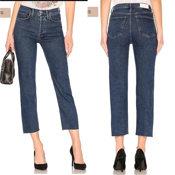 REDONE Originals High Rise Straight Leg Crop Jeans Dark Wash Denim Size 27 - Picture 10 of 10